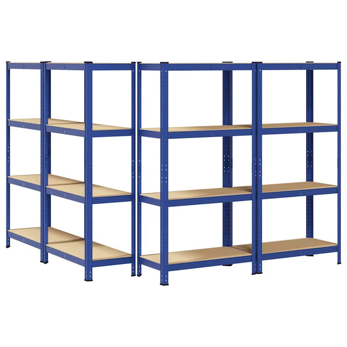 4-Layer Storage Shelves 4 pcs Blue Steel&Engineered Wood