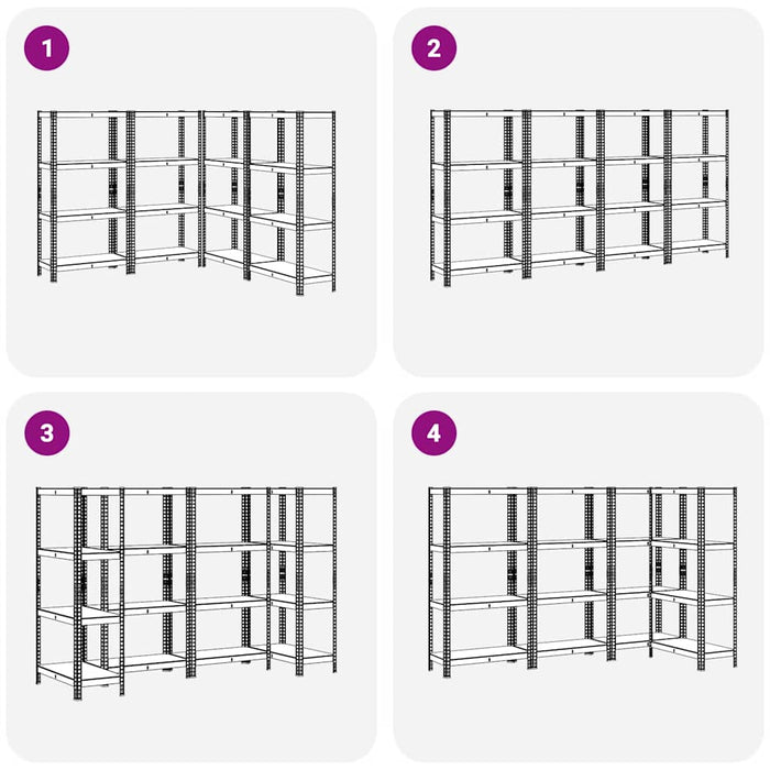 4-Layer Storage Shelves 4 pcs Blue Steel&Engineered Wood