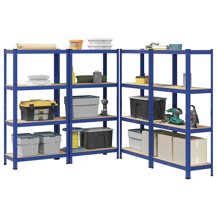 4-Layer Storage Shelves 4 pcs Blue Steel&Engineered Wood