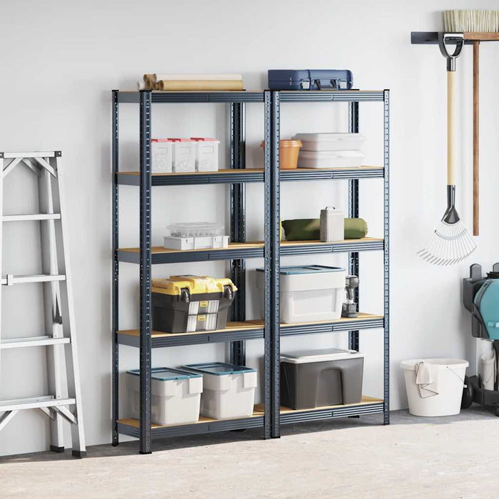 5-Layer Storage Shelves 2 pcs Anthracite Steel&Engineered Wood