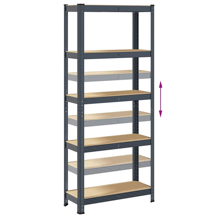 5-Layer Storage Shelves 2 pcs Anthracite Steel&Engineered Wood