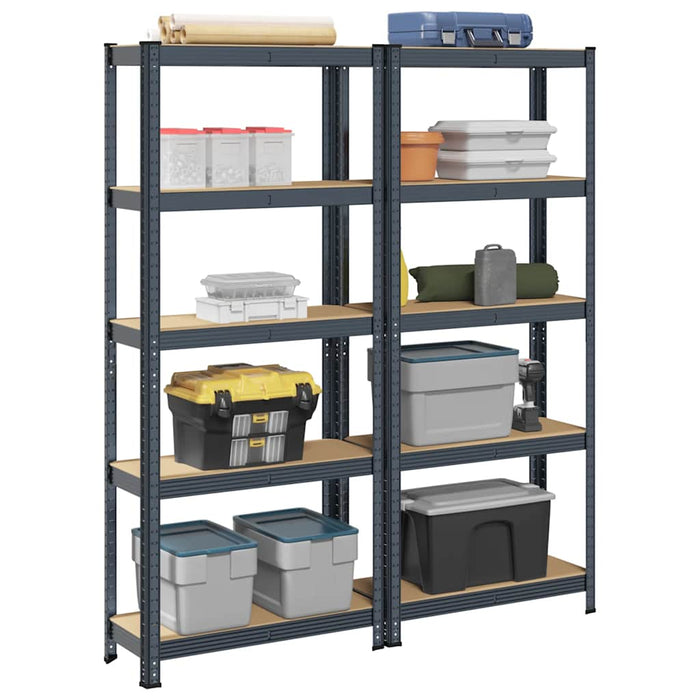 5-Layer Storage Shelves 2 pcs Anthracite Steel&Engineered Wood