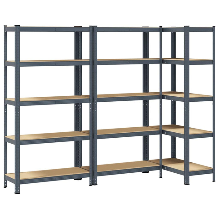 5-Layer Storage Shelves 3 pcs Anthracite Steel&Engineered Wood