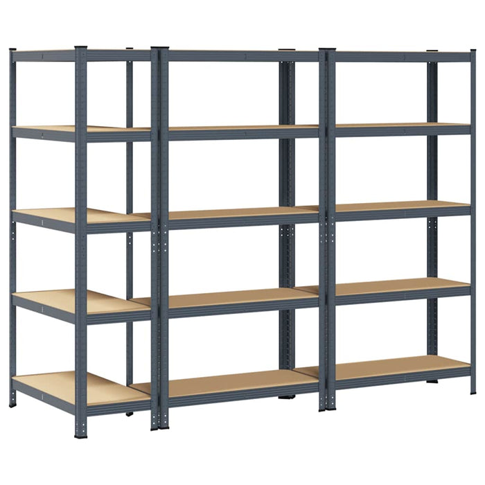 5-Layer Storage Shelves 3 pcs Anthracite Steel&Engineered Wood