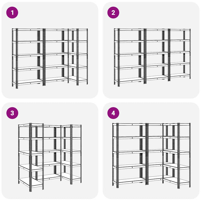 5-Layer Storage Shelves 3 pcs Anthracite Steel&Engineered Wood