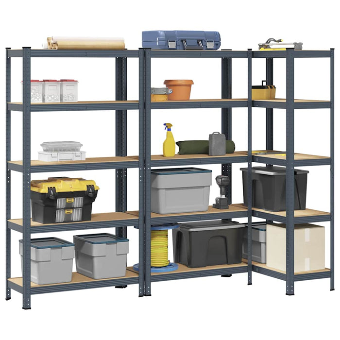 5-Layer Storage Shelves 3 pcs Anthracite Steel&Engineered Wood