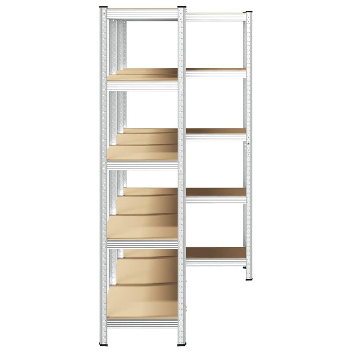 5-Layer Heavy-duty Shelves 3 pcs Silver Steel&Engineered Wood