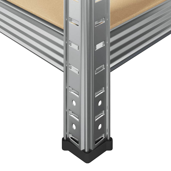 5-Layer Heavy-duty Shelves 3 pcs Silver Steel&Engineered Wood