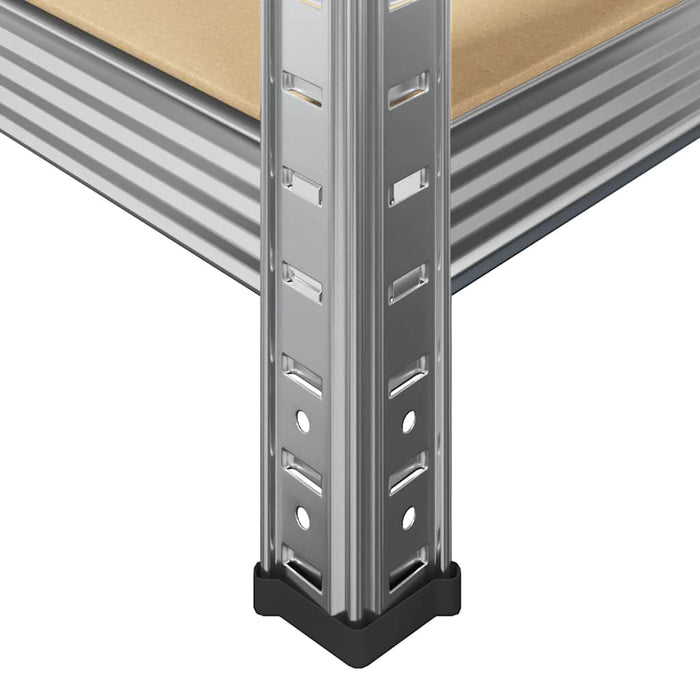 5-Layer Heavy-duty Shelves 4 pcs Silver Steel&Engineered Wood