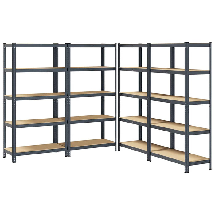 5-Layer Heavy-duty Shelves 4 pcs Anthracite Steel&Engineered Wood