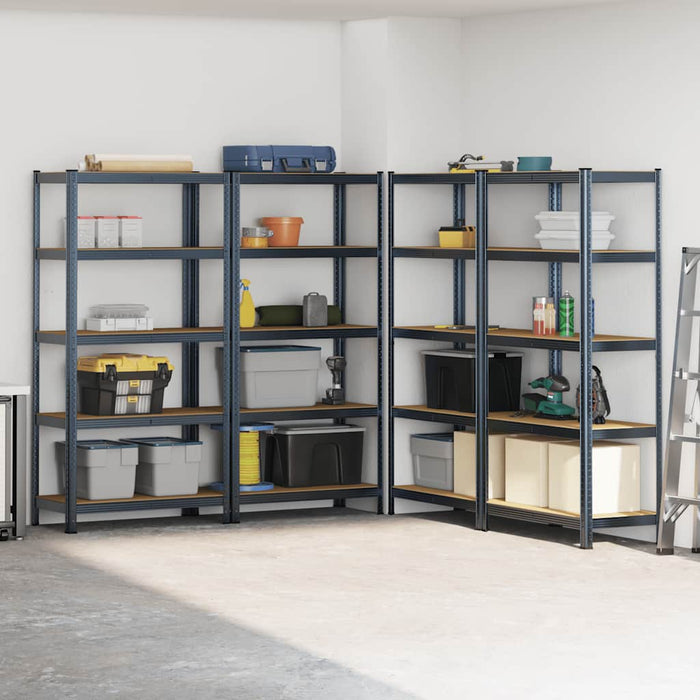 5-Layer Heavy-duty Shelves 4 pcs Anthracite Steel&Engineered Wood