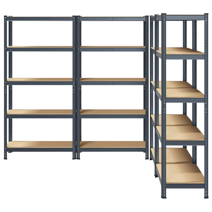 5-Layer Heavy-duty Shelves 4 pcs Anthracite Steel&Engineered Wood