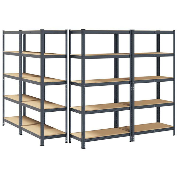 5-Layer Heavy-duty Shelves 4 pcs Anthracite Steel&Engineered Wood