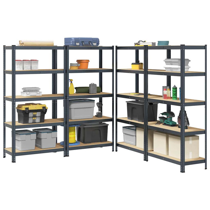 5-Layer Heavy-duty Shelves 4 pcs Anthracite Steel&Engineered Wood