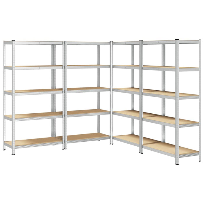 5-Layer Storage Shelves 4 pcs Silver Steel&Engineered Wood