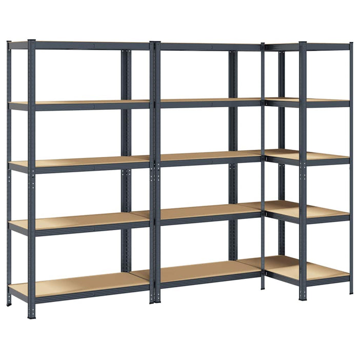 5-Layer Storage Shelves 3 pcs Anthracite Steel&Engineered Wood