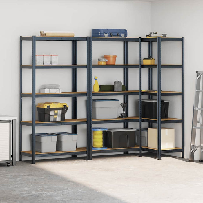 5-Layer Storage Shelves 3 pcs Anthracite Steel&Engineered Wood