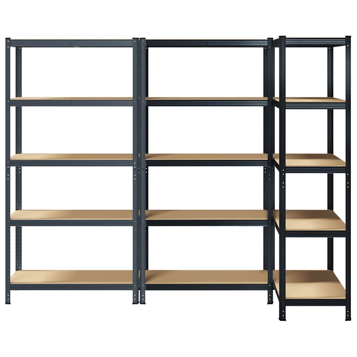 5-Layer Storage Shelves 3 pcs Anthracite Steel&Engineered Wood