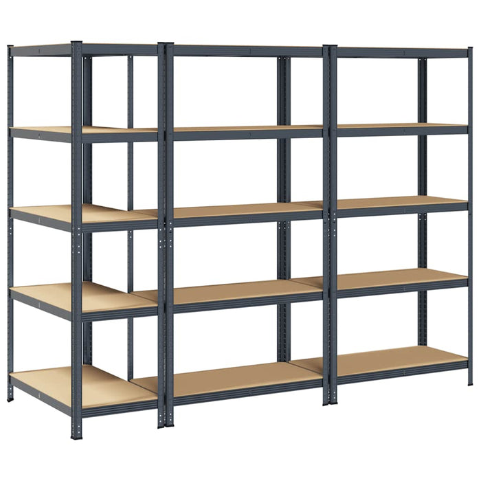 5-Layer Storage Shelves 3 pcs Anthracite Steel&Engineered Wood