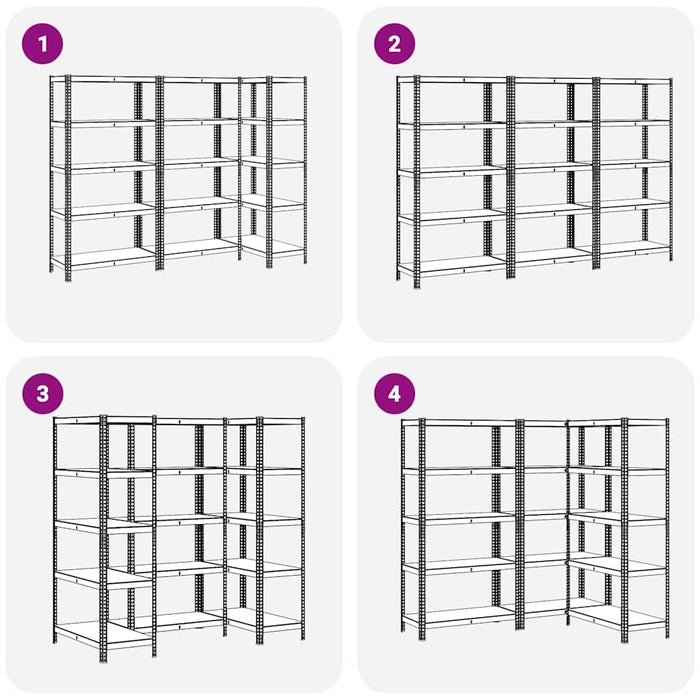 5-Layer Storage Shelves 3 pcs Anthracite Steel&Engineered Wood