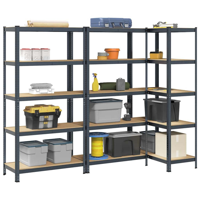 5-Layer Storage Shelves 3 pcs Anthracite Steel&Engineered Wood