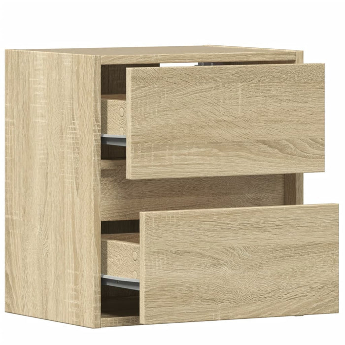 Wall-mounted Bedside Cabinets with LED Lights 2 pcs Sonoma Oak