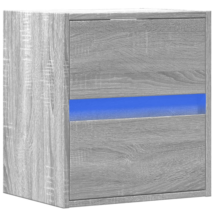 Wall-mounted Bedside Cabinet with LED Lights Grey Sonoma