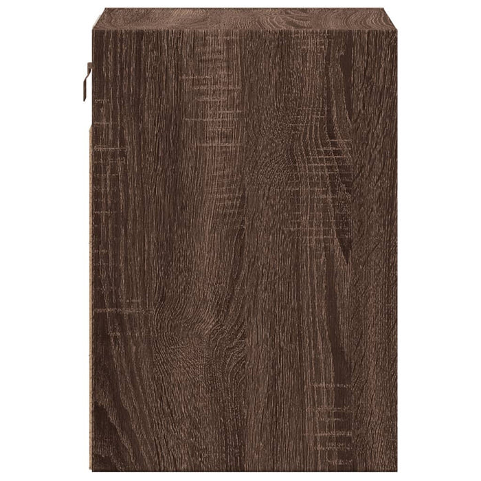 Wall-mounted Bedside Cabinet with LED Lights Brown Oak