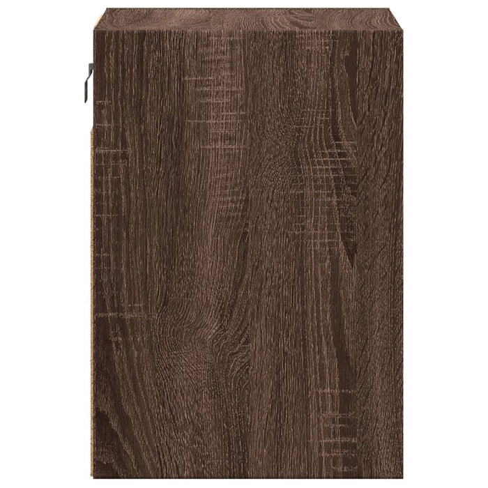 Wall-mounted Bedside Cabinets with LED Lights 2 pcs Brown Oak