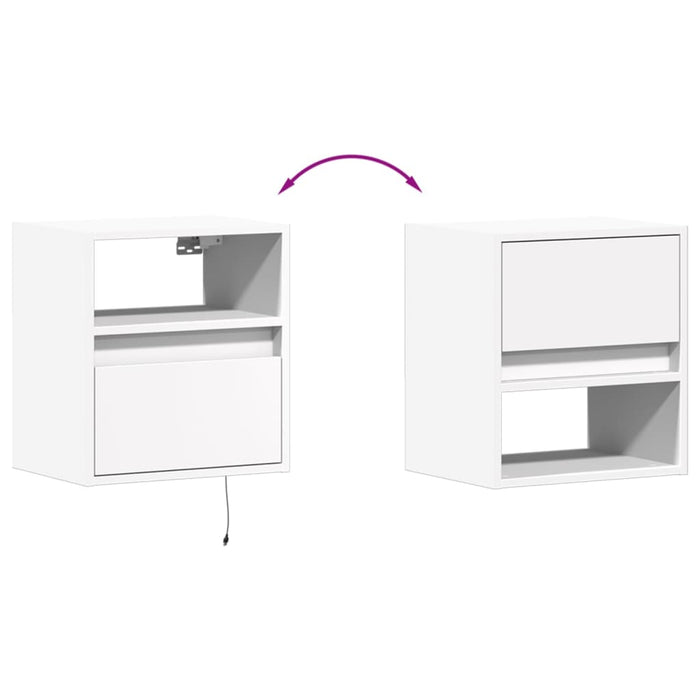 Wall-mounted Bedside Cabinets with LED Lights 2 pcs White