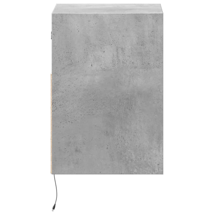 Wall-mounted Bedside Cabinet with LED Lights Concrete Grey