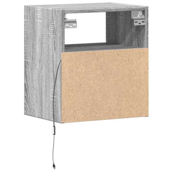 Wall-mounted Bedside Cabinet with LED Lights Grey Sonoma