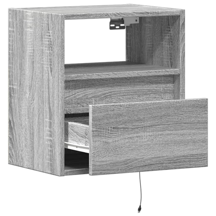 Wall-mounted Bedside Cabinets with LED Lights 2 pcs Grey Sonoma