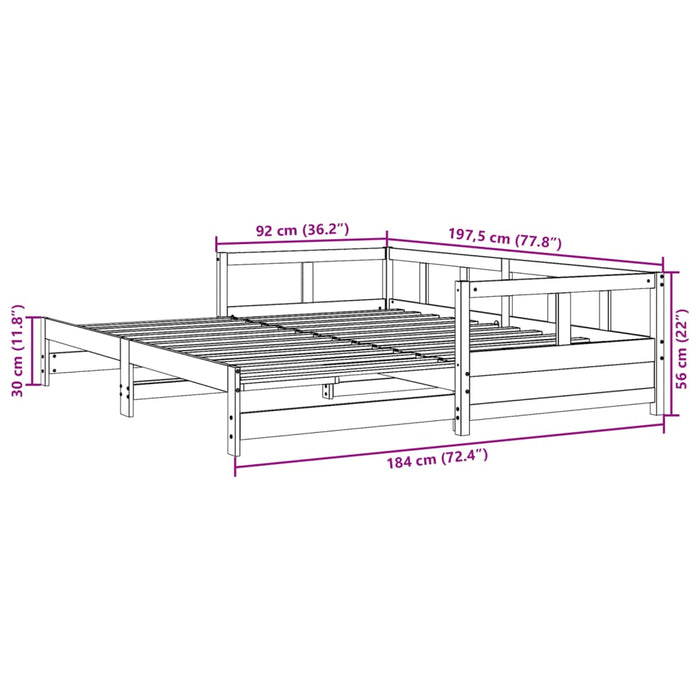 Pat de zi fara Saltea Ceara Maro 90x190 cm Lemn Masivul Pin