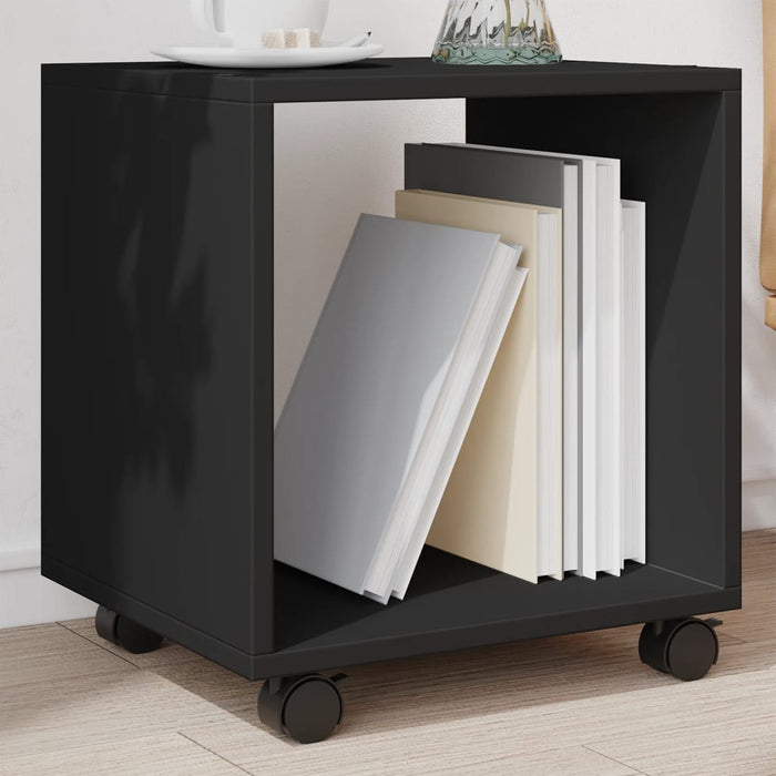 vidaXL Rolling Cabinet Black 37x33x42.5 cm Engineered Wood