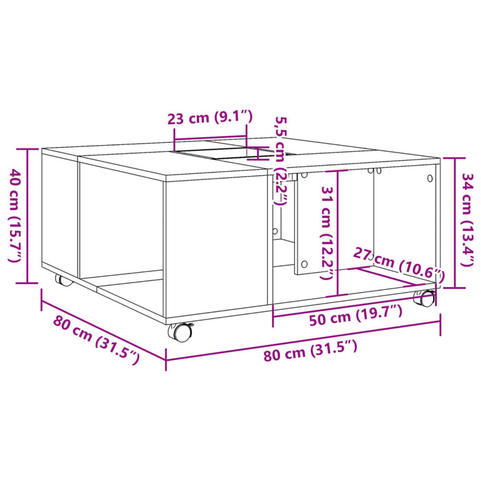 Masuta de cafea Neagra 80x80x40 cm Lemn prelucrat