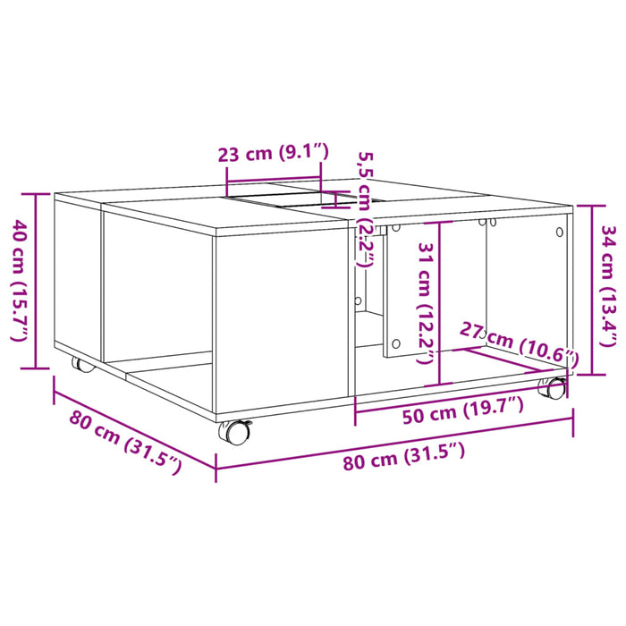 Masuta de cafea Gri Beton 80x80x40 cm Lemn de inginerie