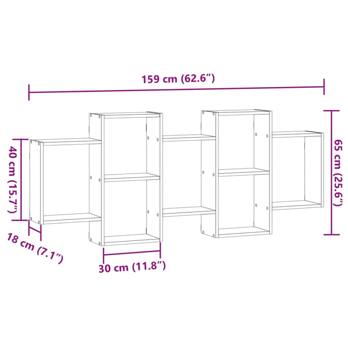 Настенная полка белая 159x18x65 см, композитная древесина