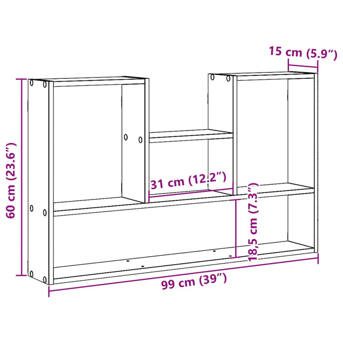 Настенная полка белая 99x15x60 см, композитная древесина