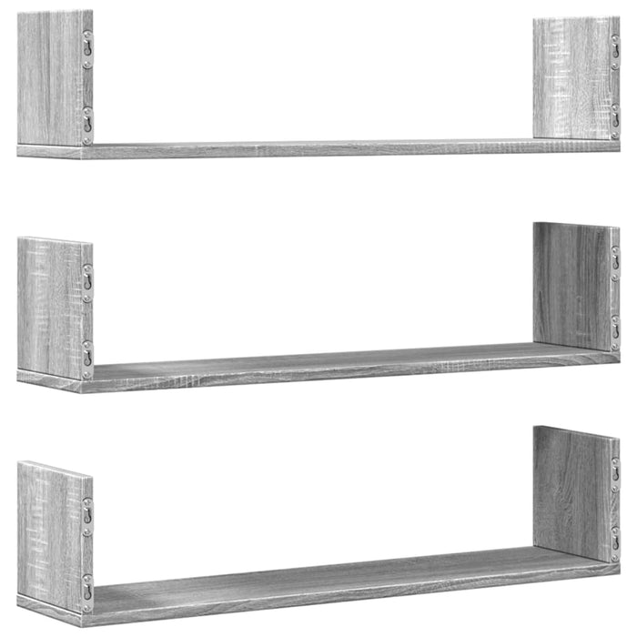 Wall Shelves 3 pcs Grey Sonoma 80x18x18 cm Engineered Wood