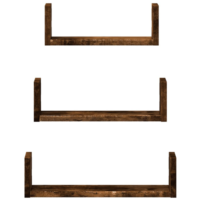 Wall Shelf 3 pcs Smoked Oak Engineered Wood