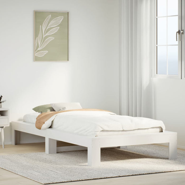 Bed Frame without Mattress White 90x200 cm Solid Wood Pine