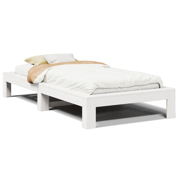 Bed Frame without Mattress White 75x190 cm Small Single Solid Wood Pine