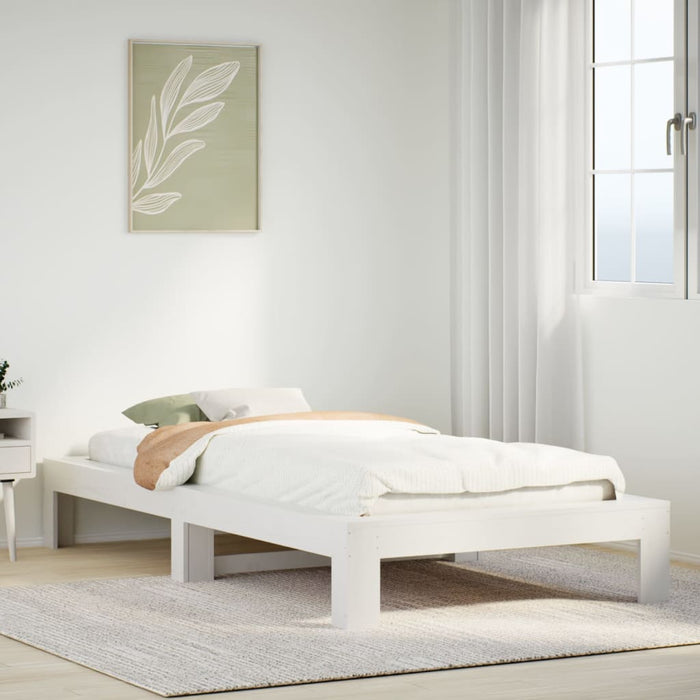 Bed Frame without Mattress White 75x190 cm Small Single Solid Wood Pine