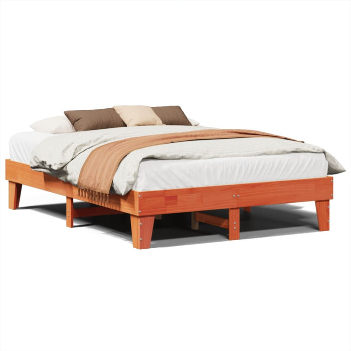 Bed Frame without Mattress Wax Brown 160x200 cm Solid Wood Pine