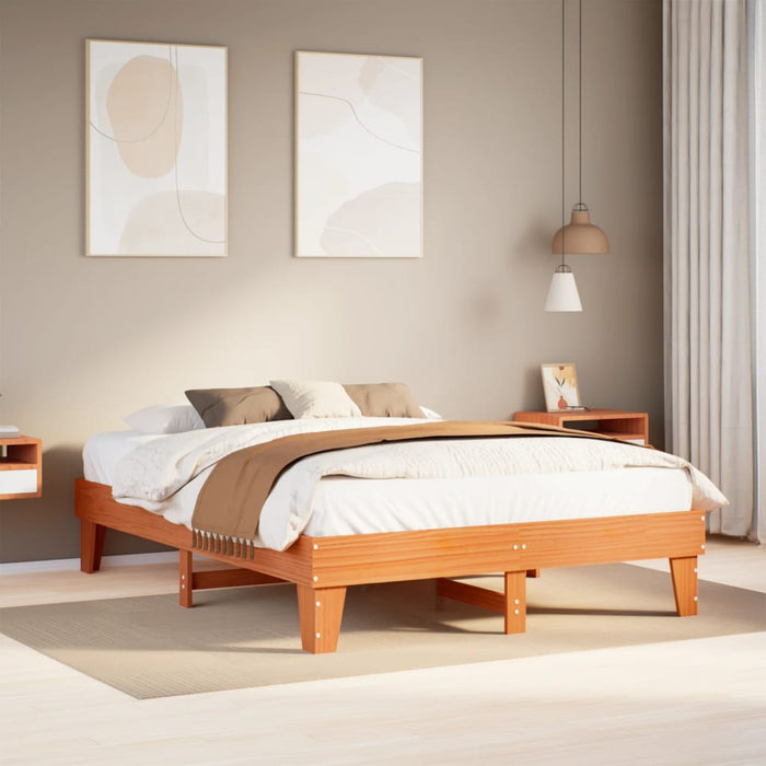 Bed Frame without Mattress Wax Brown 160x200 cm Solid Wood Pine