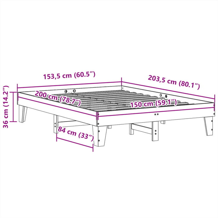 Рамка за легло без матрак 150x200 см King Size Масив Бор