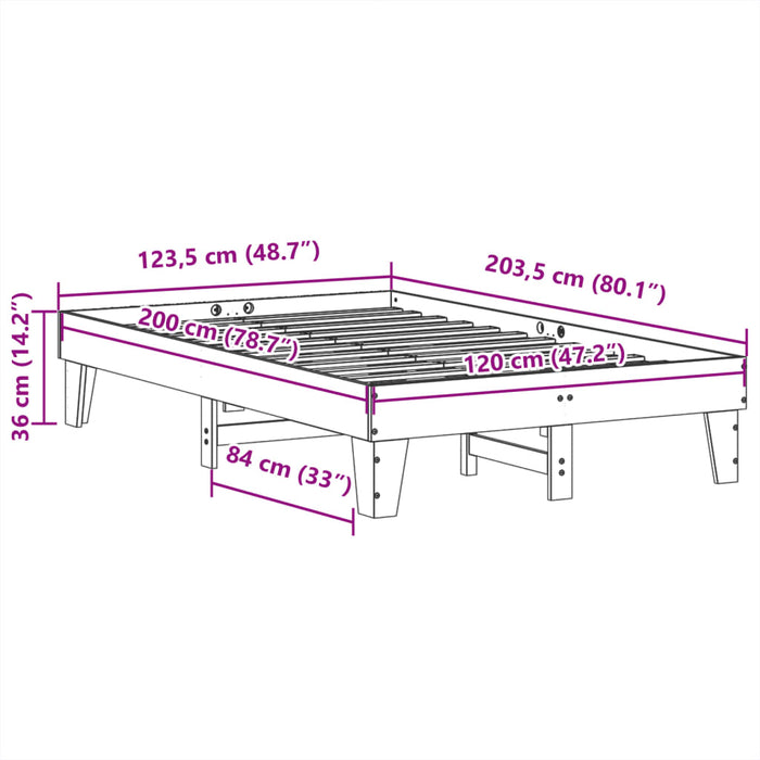 Рамка за легло без матрак 120x200 см масивна чамова дървесина