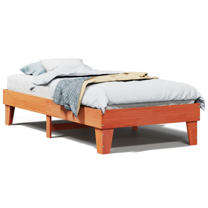 Bed Frame without Mattress Wax Brown 90x200 cm Solid Wood Pine