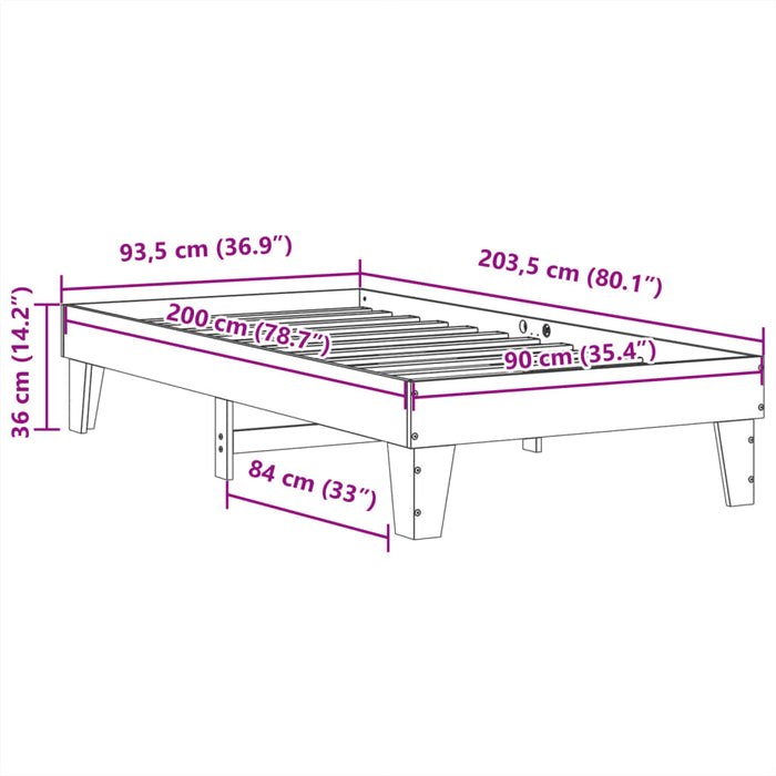 Bed Frame without Mattress Wax Brown 90x200 cm Solid Wood Pine